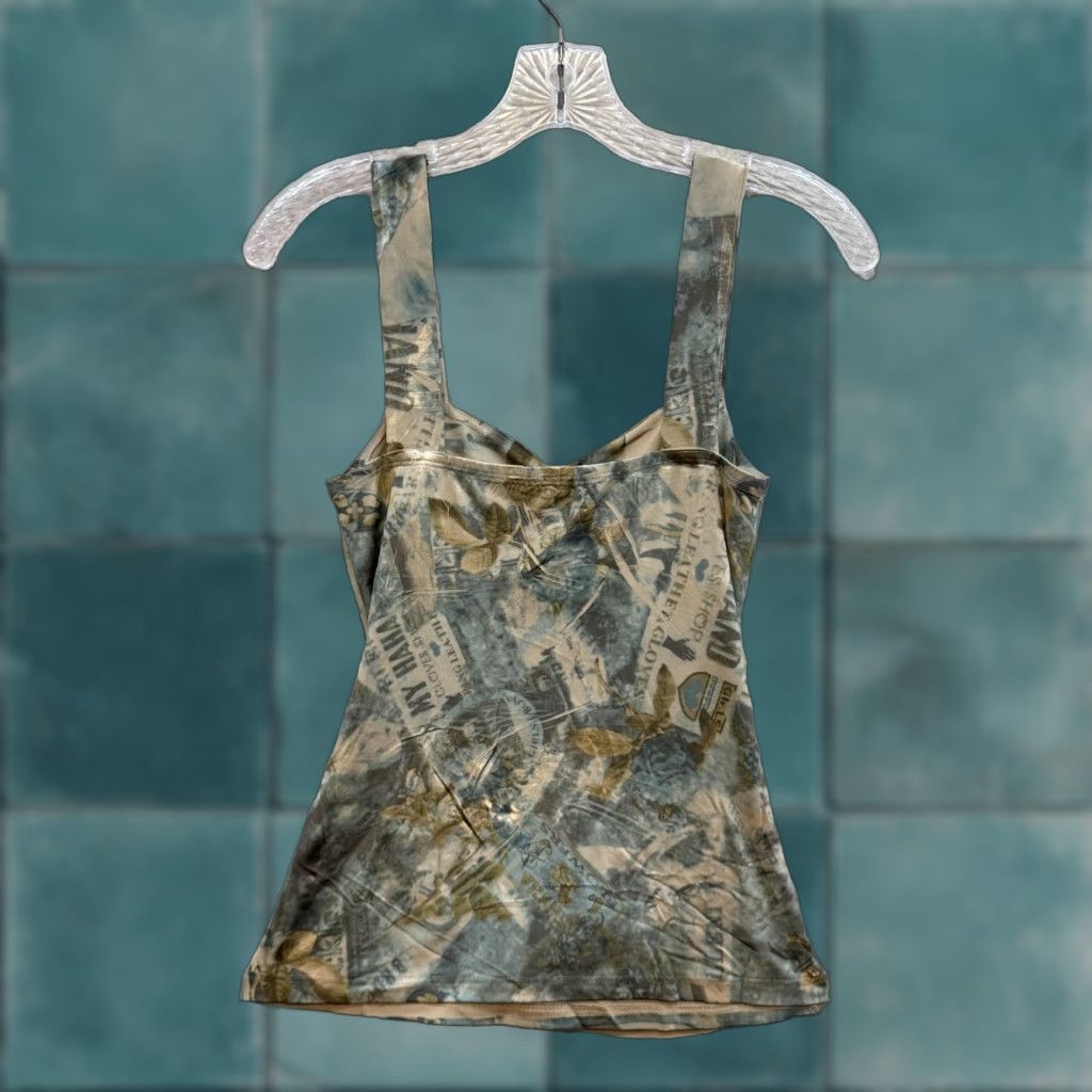 Vintage VINTAGE Y2K Top Shirt S Beige Boho Whimsigoth Grunge Fairy Grey Stretch Womens Mens? Size S / US 4 / IT 40 - 1 Thumbnail
