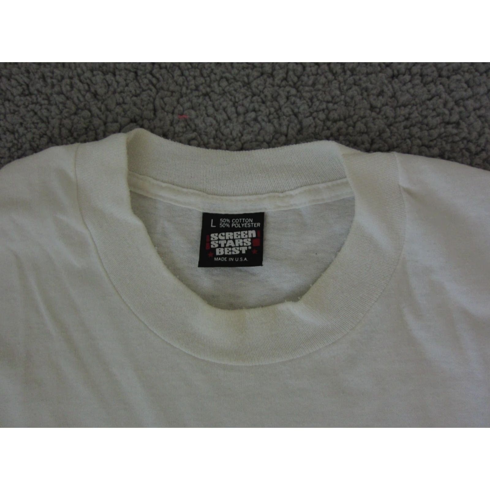 Vintage VINTAGE Screen Stars T-Shirt Mens Large White Crew Neck Short Sleeve Stressed Out 80s 90s Classic Size US L / EU 52-54 / 3 - 5 Thumbnail