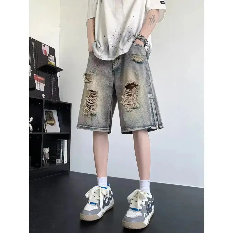 Japanese Brand Retro loose ripped denim shorts Size US 32 / EU 48 - 6 Thumbnail