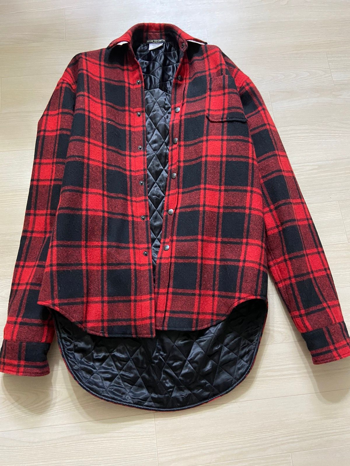 Pre-owned Vetements S  Fw15 Oversized Padded Flannel Shirt Jacket In Red