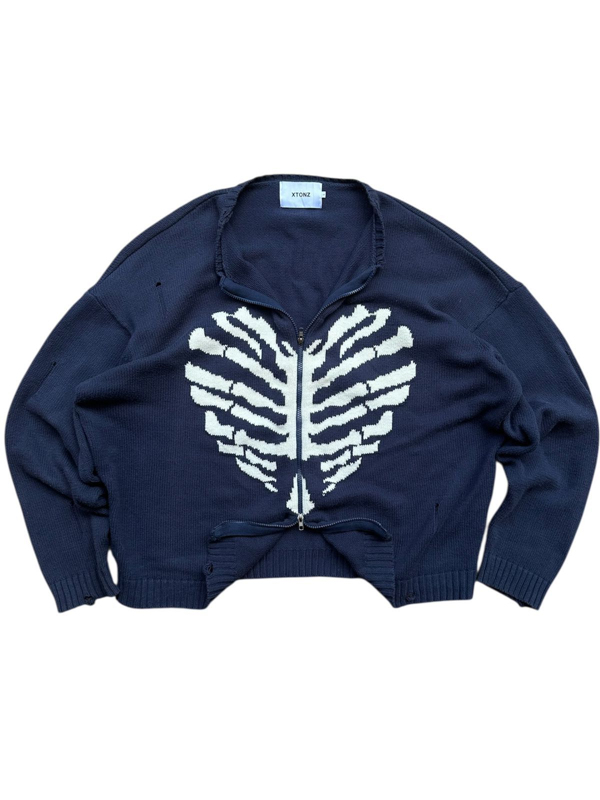 Supreme Xtonz Skeleton heart distressed cardigan Size US XXL / EU 58 / 5 - 2 Thumbnail