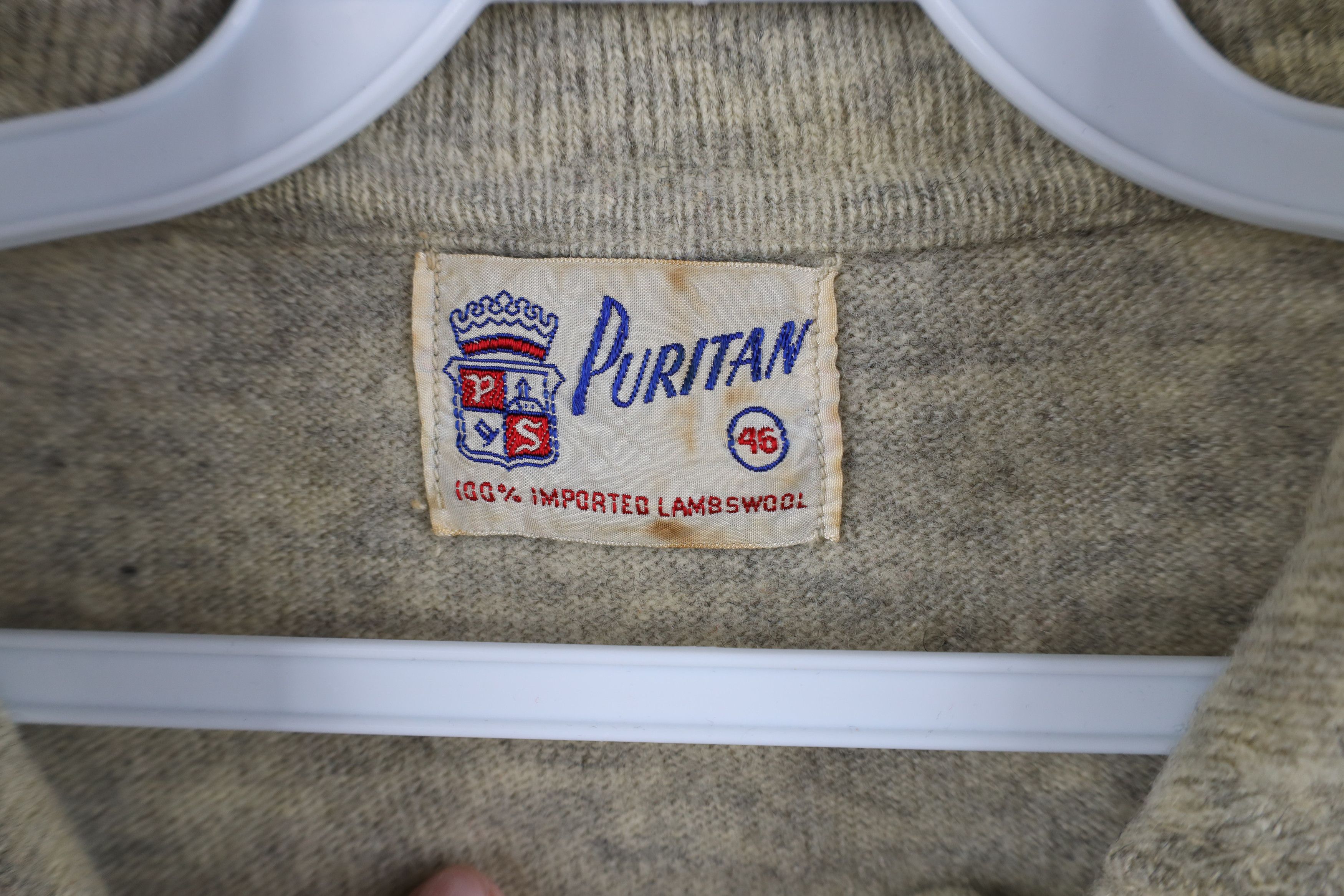 Vintage Vintage 50s Rockabilly Lambswool Collared Sweater Gray USA Size US XXL / EU 58 / 5 - 7 Thumbnail