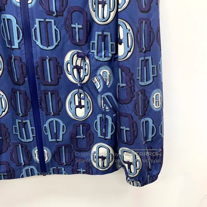 Hermes Hermes Dark blue pattern all-over printed mulberry silk ho Size XXS / US 00 / IT 34 - 4 Thumbnail