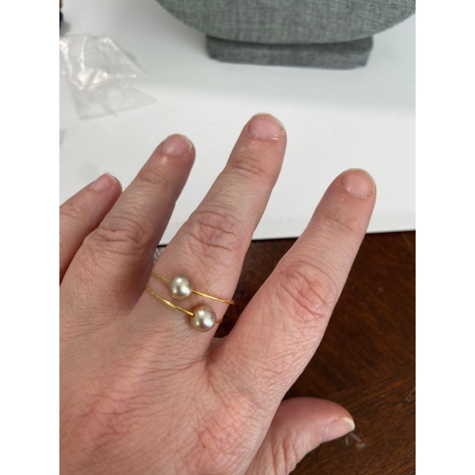 Handmade wire ring size 8 gold tone Size ONE SIZE - 1 Thumbnail