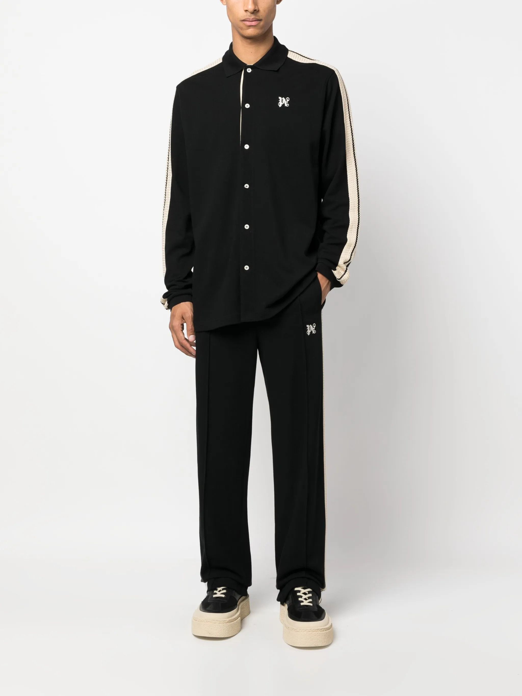 Palm Angels o1gr1nt0425 Pa Monogram Piquet Track Pant in Black Size US 36 / EU 52 - 2 Thumbnail