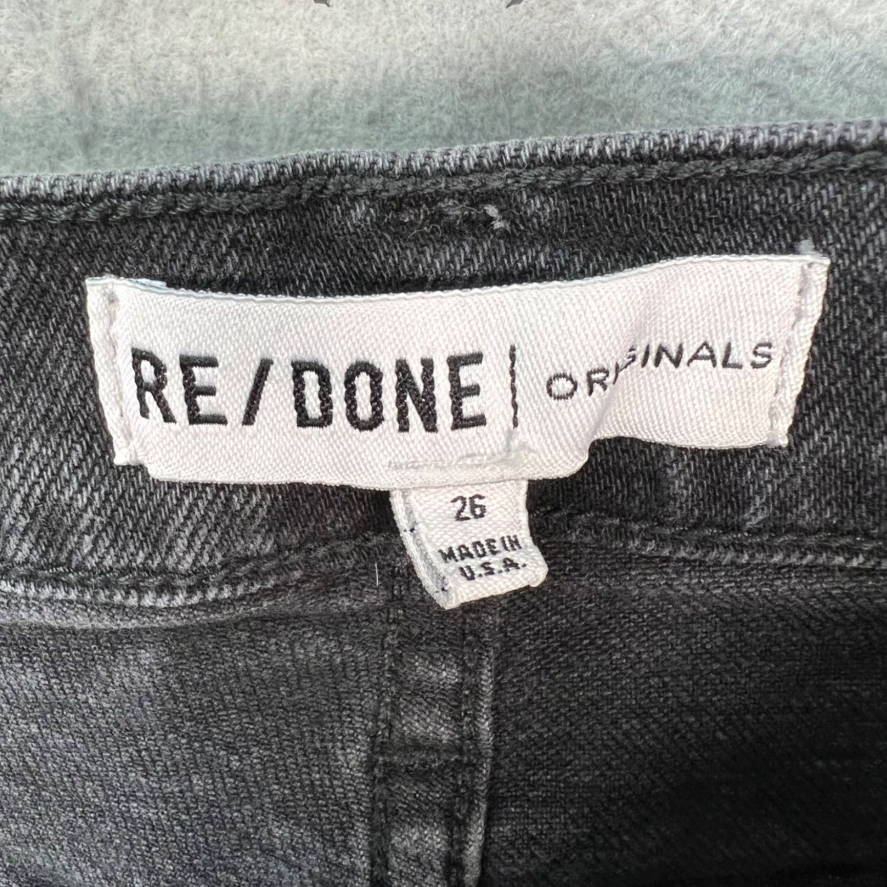 RE/DONE Re/Done Womens Jeans Distressed Black Denim 26 Straight High Rise 5-Pocket Button Dark Wash Vintage No N/A Size 26" / US 2 / IT 38 - 3 Thumbnail