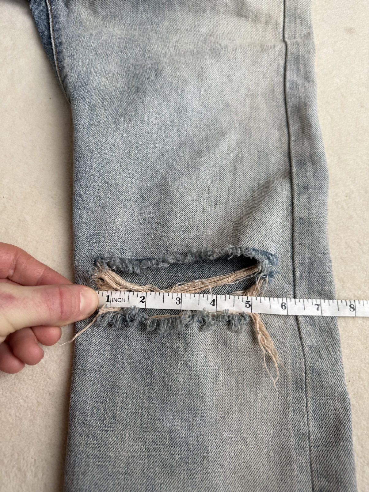 SS16 Saint Laurent selvedge knee rip jeans Hedi 31 crash