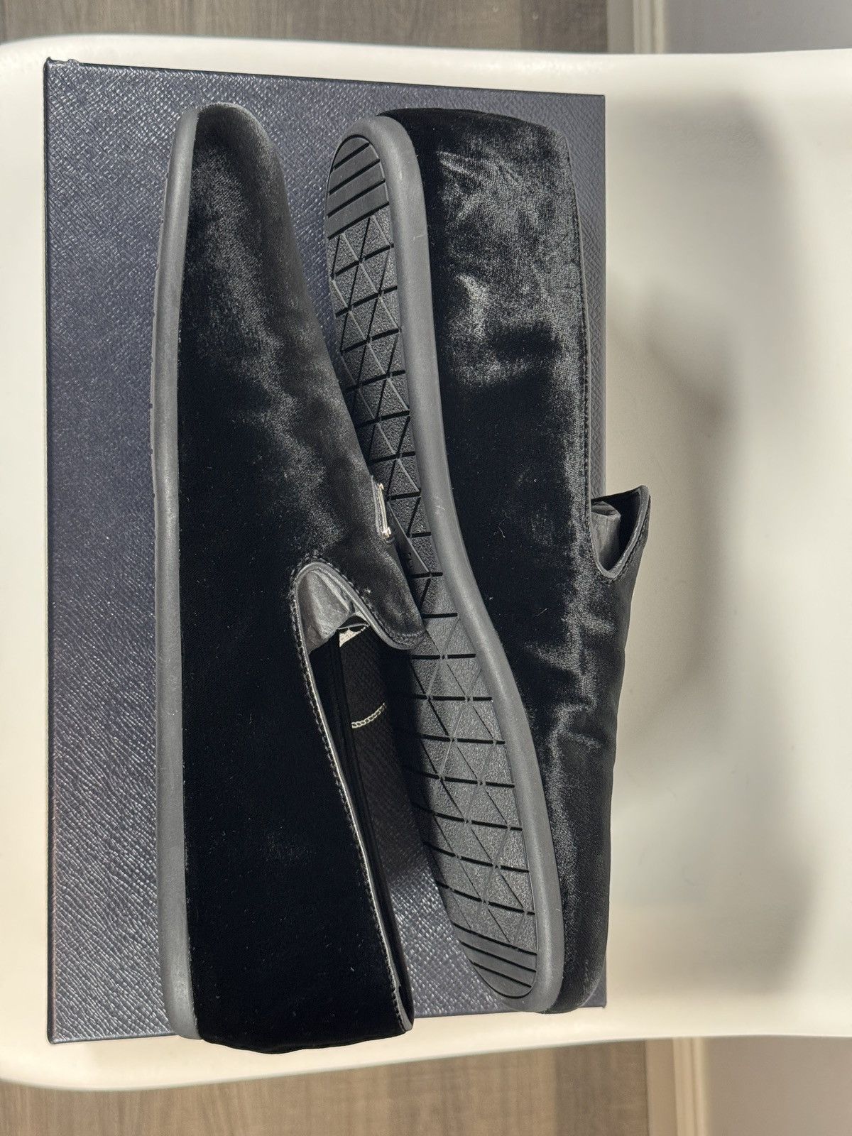 Designer × Prada Prada Black Velvet Loafers New in Box Size US 12 / EU 45 - 4 Thumbnail