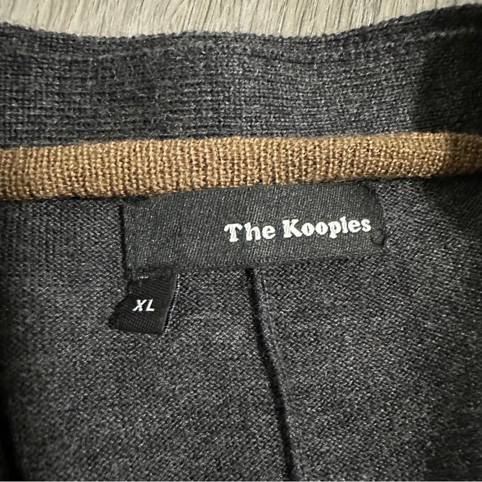 The Kooples The Kooples Wool Gray & Tan Long Sleeve Cardigan Sweater Size XL / US 12-14 / IT 48-50 - 5 Thumbnail