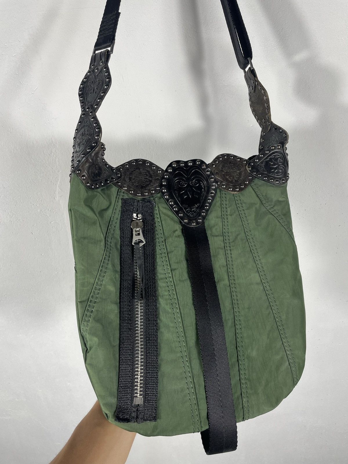 Diesel × Japanese Brand × Vintage Diesel Retro 00s Leather Nylon Avant Garde Shoulder Hand Bag Size ONE SIZE - 9 Thumbnail