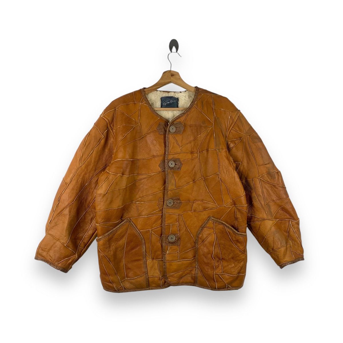Vintage Vintage GUEPE SUEDE LEATHER Shearling Winter Jacket Coat Size L / US 10 / IT 46 - 1 Thumbnail