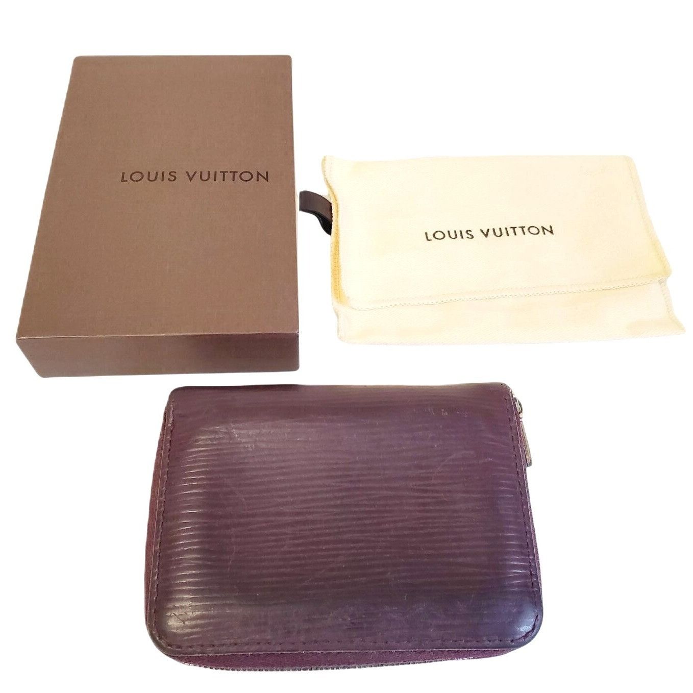 Louis Vuitton Vintage Zippy Wallet Purple Epi Leather Silver