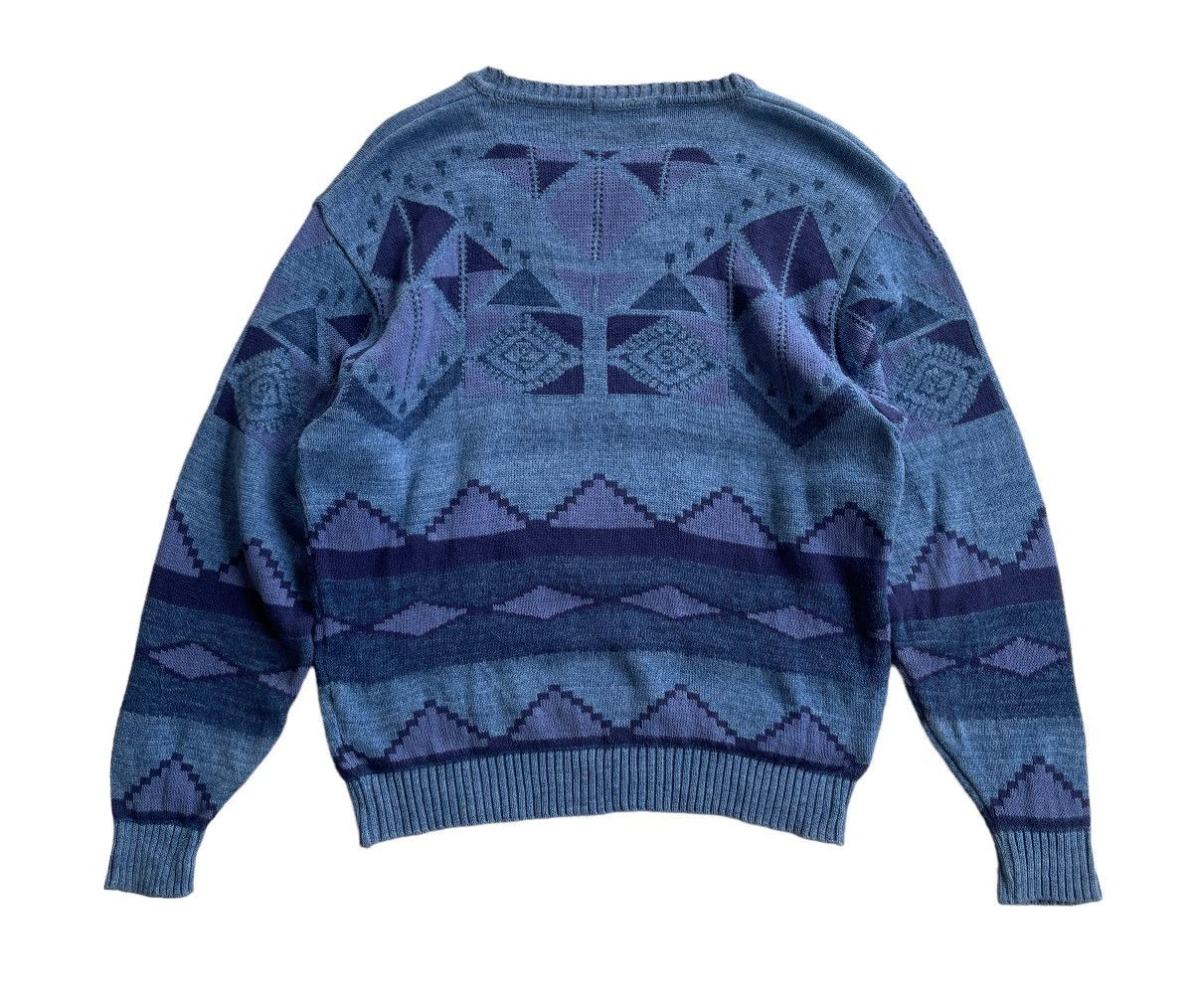 Japanese Brand Vintage 90s Geometric Native Indigo Knitwear Sweater Size US M / EU 48-50 / 2 - 3 Thumbnail