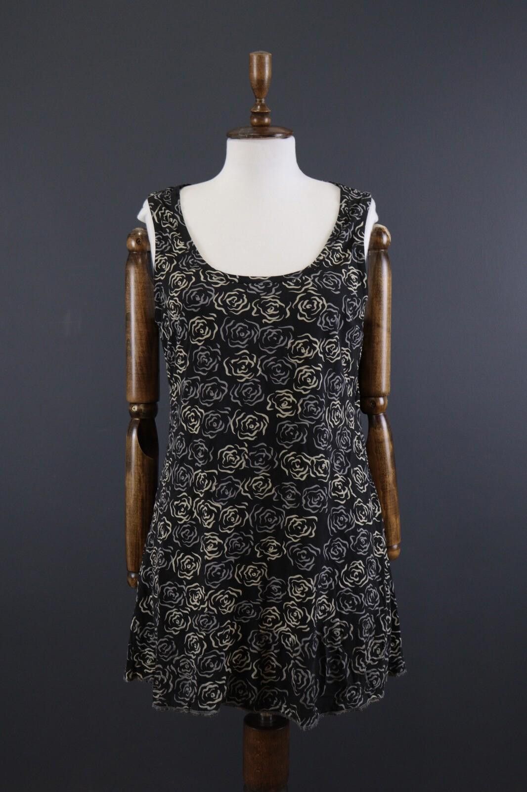 Designer Deerberg by Oska Black Floral Summer Blouson Dress Size L Size L / US 10 / IT 46 - 1 Thumbnail