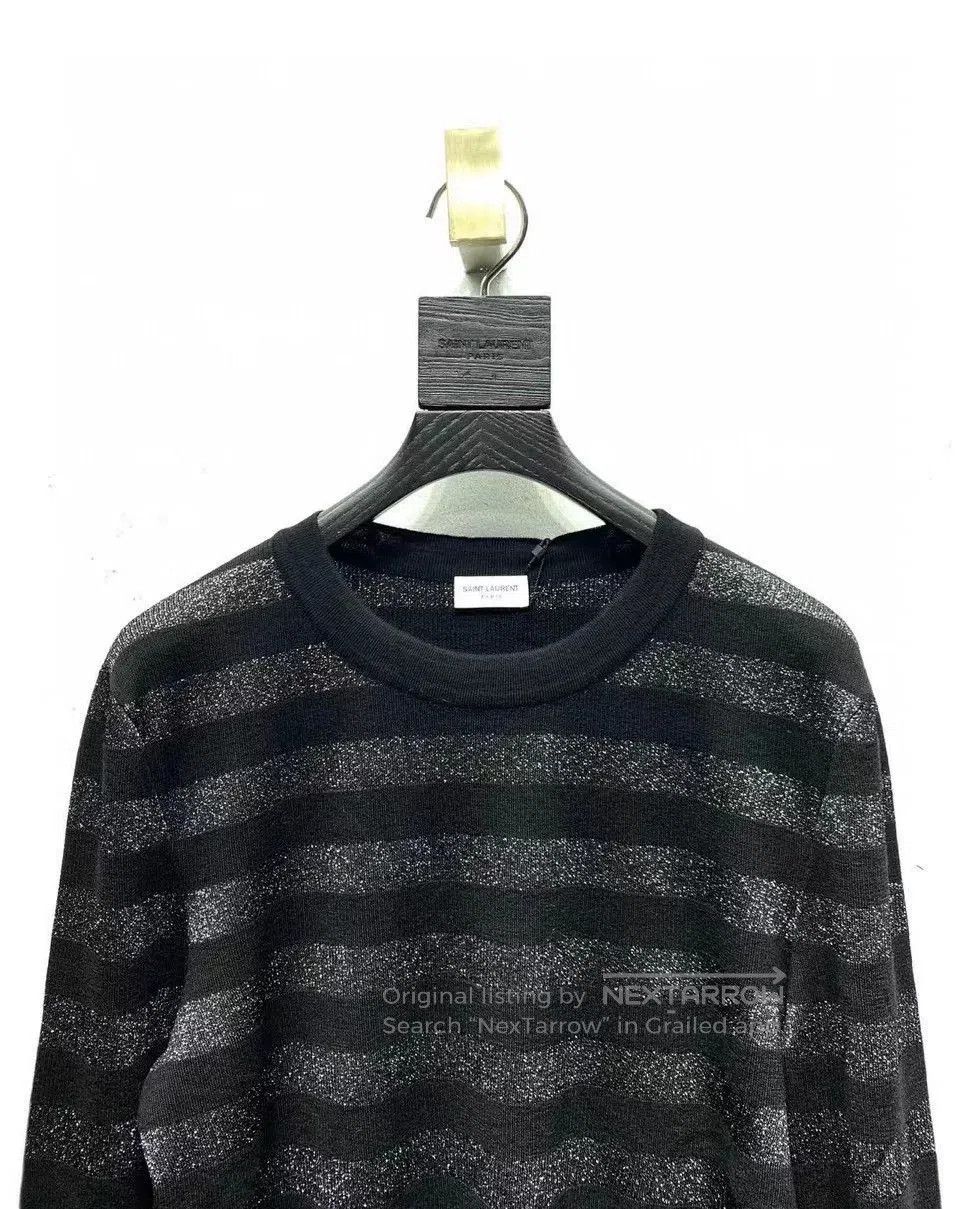 Saint Laurent Paris Saint Laurent Silver Black Striped Sweater. Size US S / EU 44-46 / 1 - 3 Thumbnail