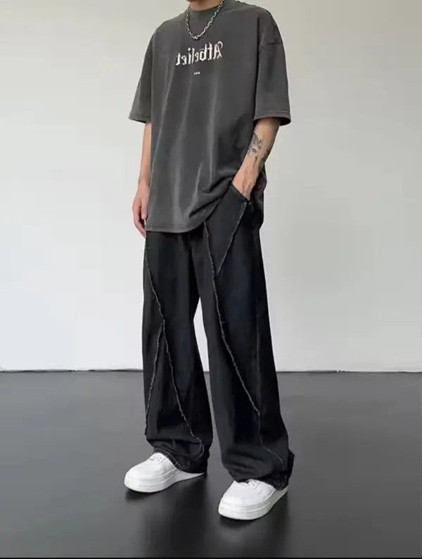 VIBE Hip Hop Distressed Patchwork Trousers Loose Casual Size US 35 - 3 Thumbnail