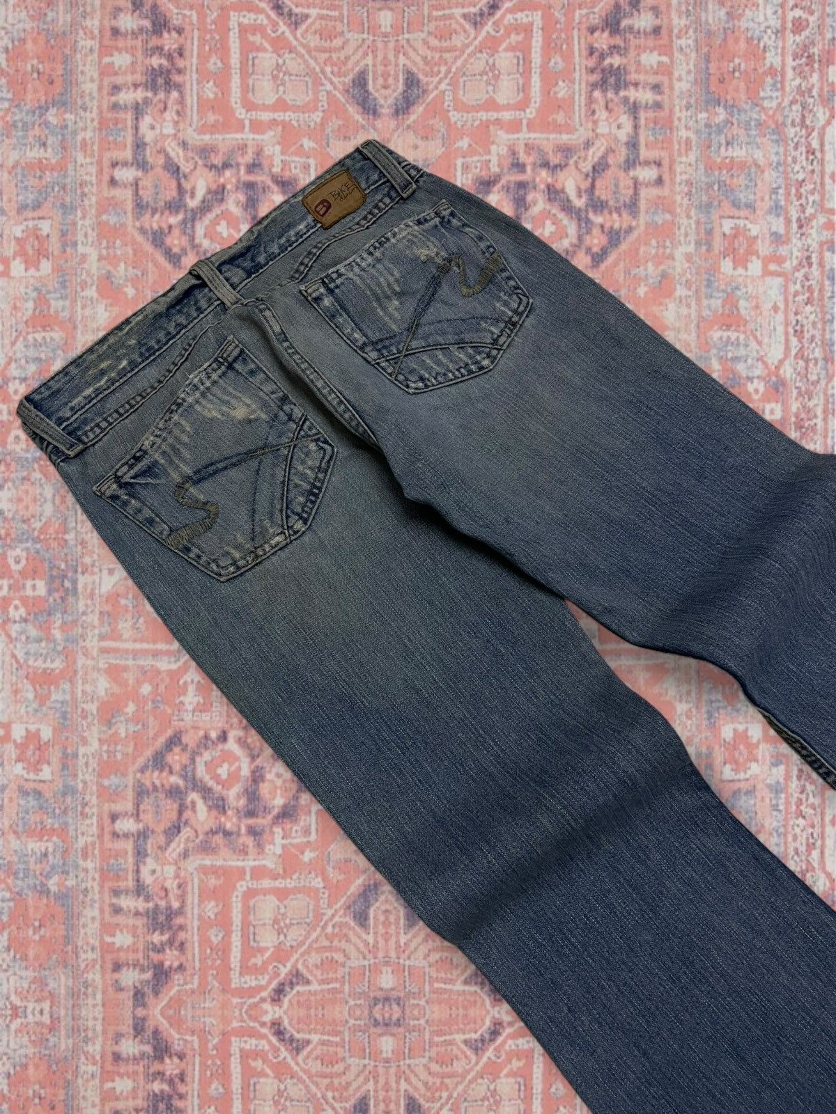 Japanese Brand Vintage 90s Japan Designer Bike Denim Distressed Flared Icon Size US 29 - 12 Thumbnail