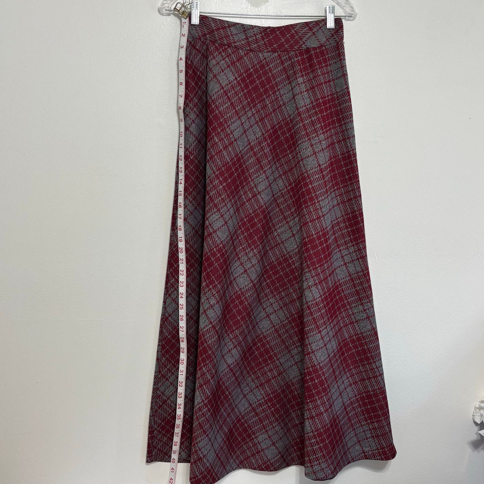 Other Vintage Zio by Youngja Red Gray Plaid A-Line Skirt 11/12 Size 28" / US 6 / IT 42 - 7 Thumbnail