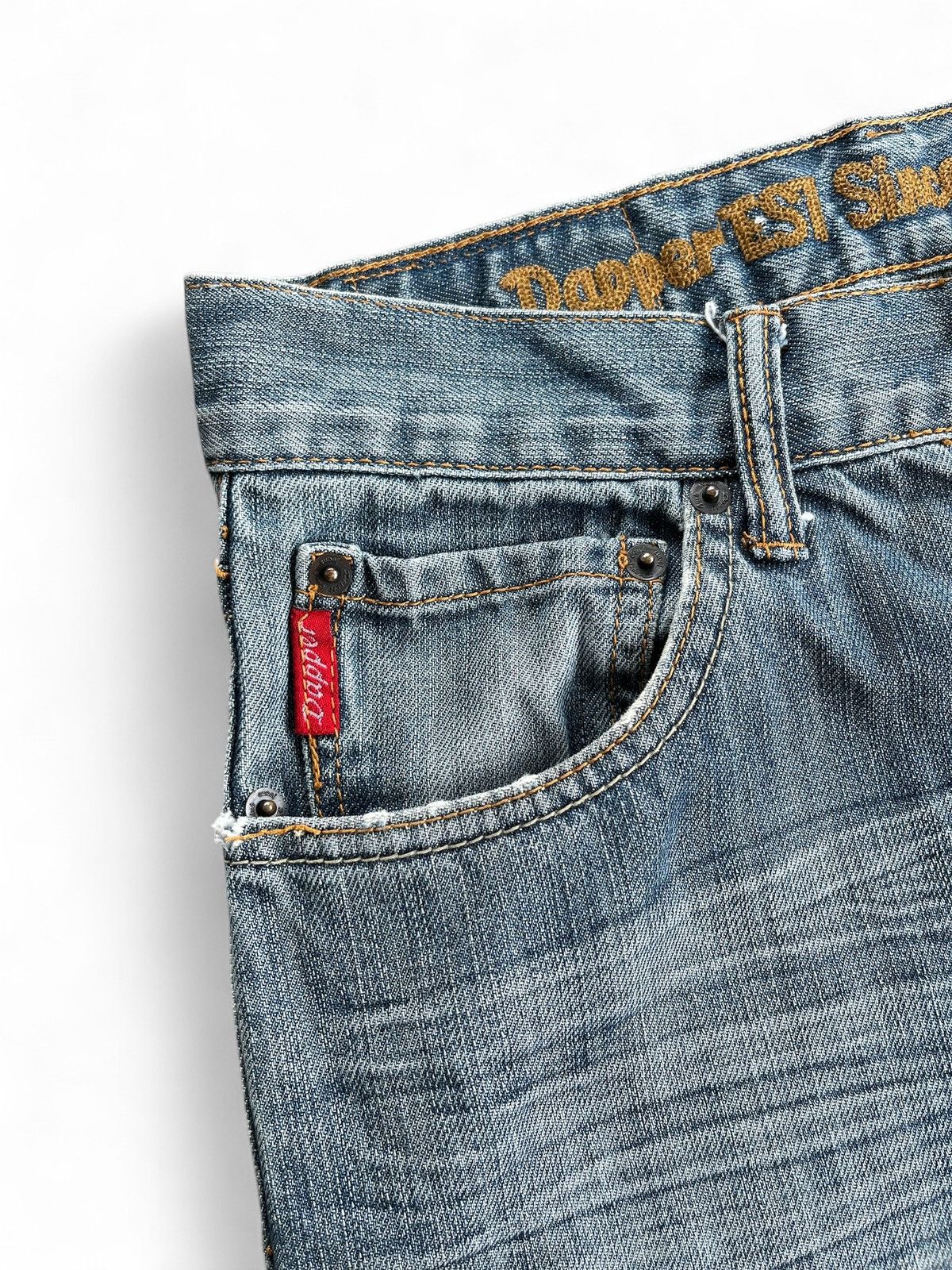 Japanese Brand DAPPER Light Blue STRAIGHT Jeans w/ Unique Embroidery Size US 30 / EU 46 - 6 Thumbnail