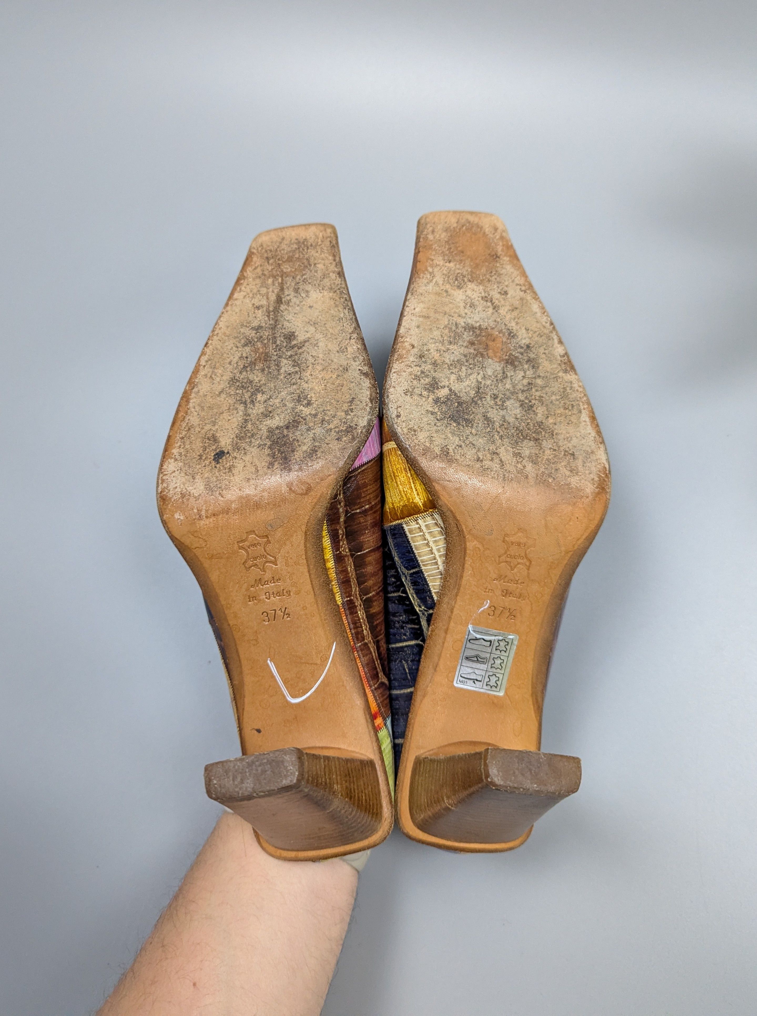 Vintage Rare VTG Y2K Gianmarco Lorenzi Crocodile Leather Mules Heels Size US 7.5 / IT 37.5 - 7 Thumbnail