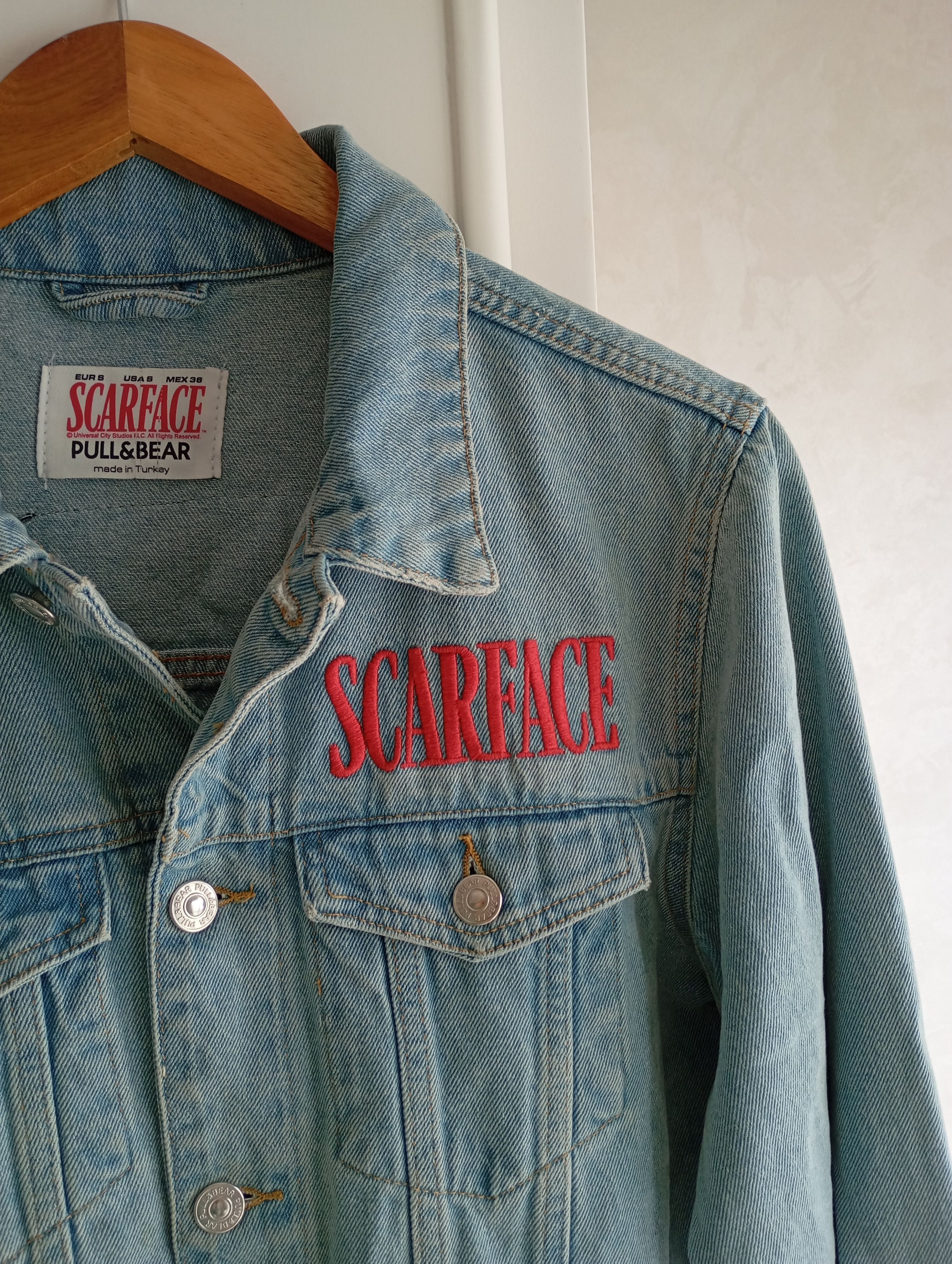 Vintage Scarface Tony Montana alpacino Vintage Denim Jacket Size US S / EU 44-46 / 1 - 5 Thumbnail