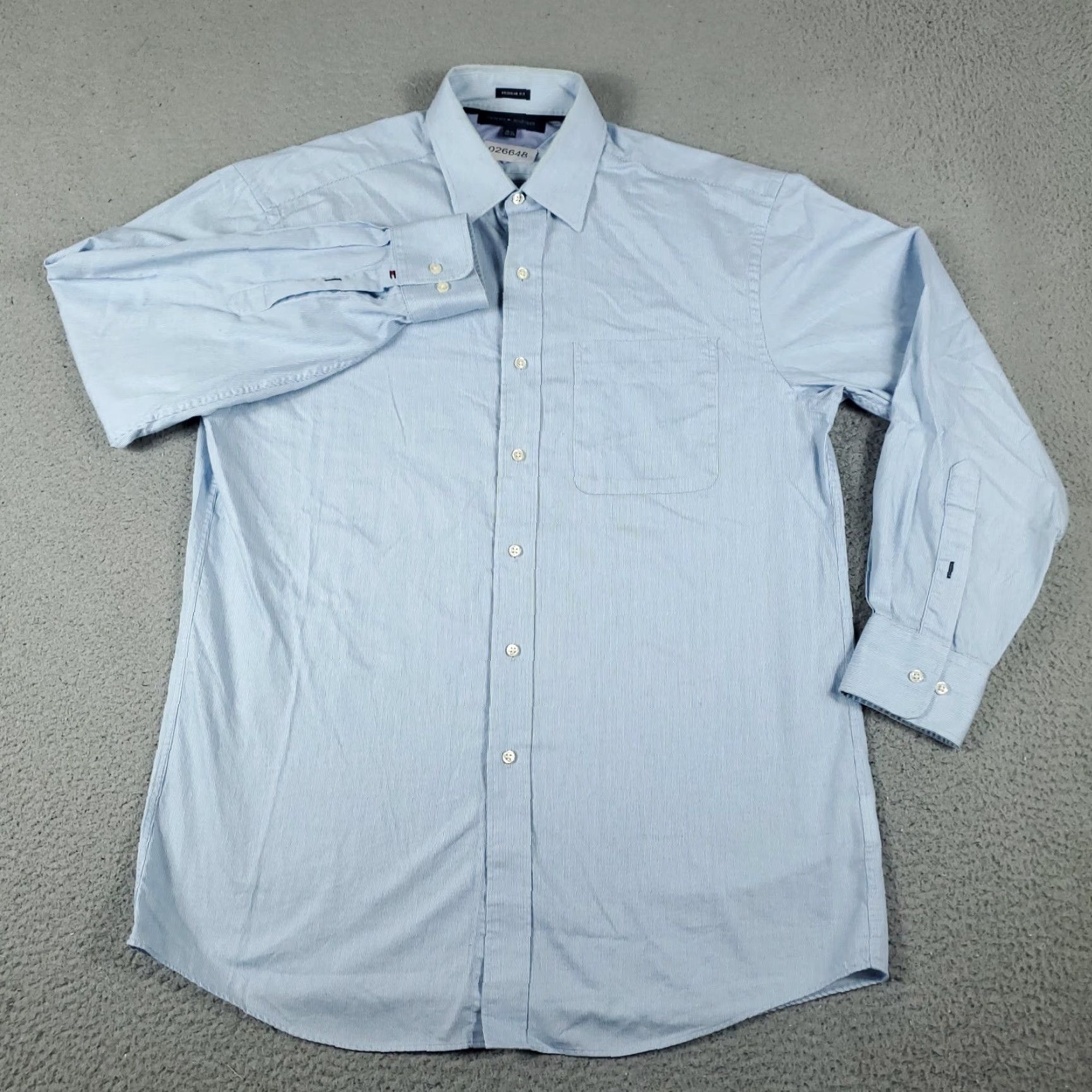 Tommy Hilfiger Tommy Hilfiger Dress Shirt Mens 15.5 Blue Striped Long Sleeve Button Up Casual Business Size 40R - 2 Thumbnail