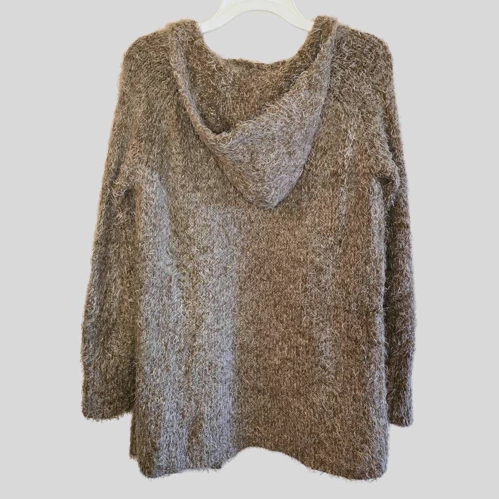 Anthropologie Anthropologie Sleeping on Snow Tan Fuzzy Hooded Cardigan Size S / US 4 / IT 40 - 2 Thumbnail