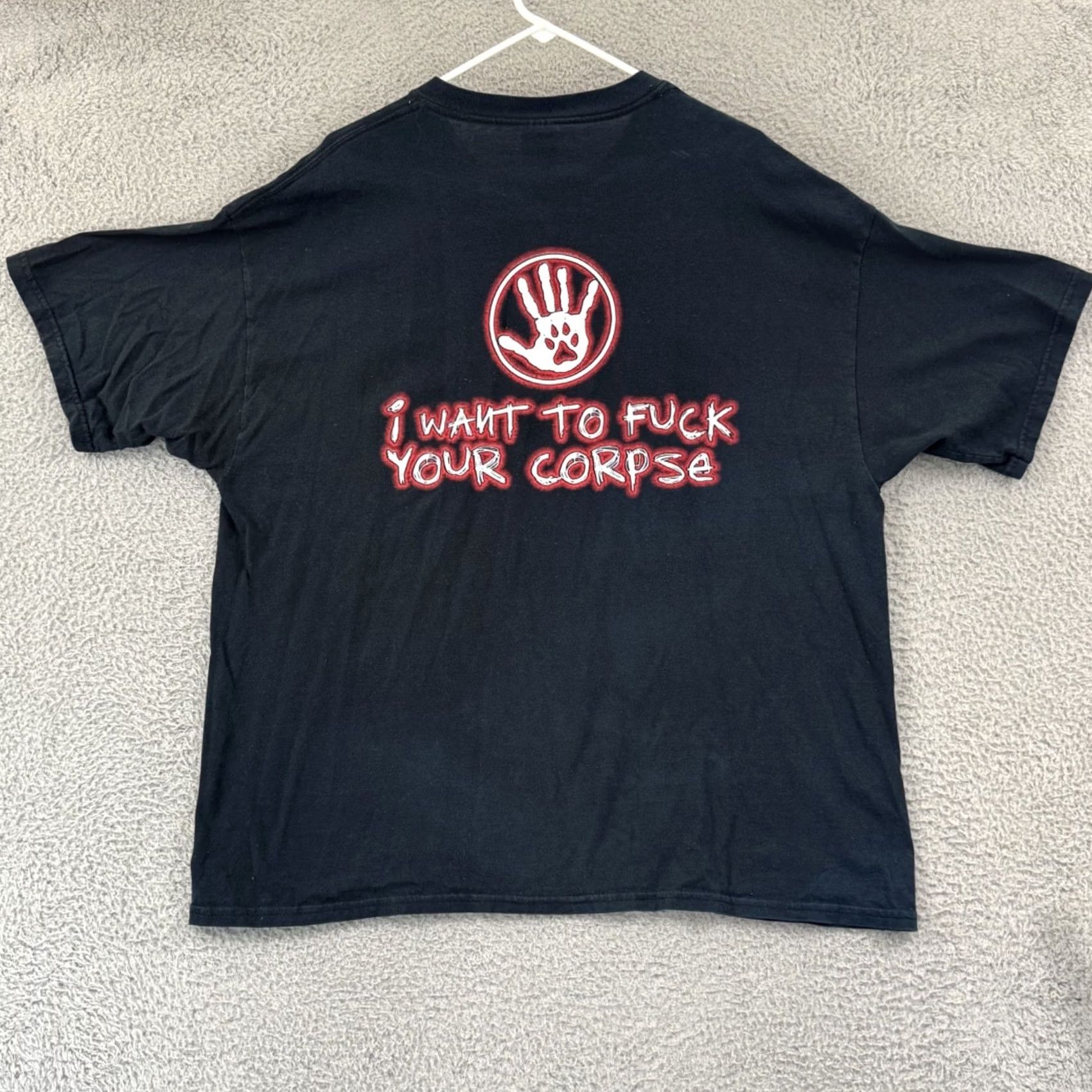 Gildan VINTAGE Bloodhound Gang Shirt Mens 2XL Black Short Sleeve Wolfpac 90s Band Tour Shirts Size US XXL / EU 58 / 5 - 7 Thumbnail