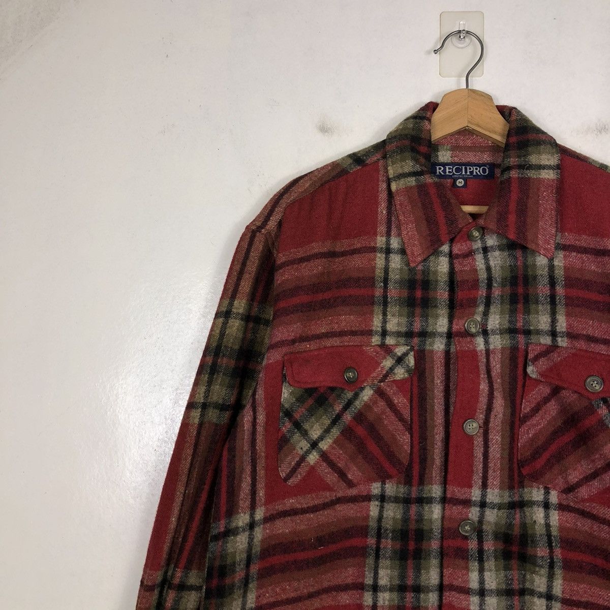 Flannel 📌VINTAGE WOOL FLANNEL JACKET RECIPRO ISSEY MIYAKE Size US M / EU 48-50 / 2 - 9 Thumbnail