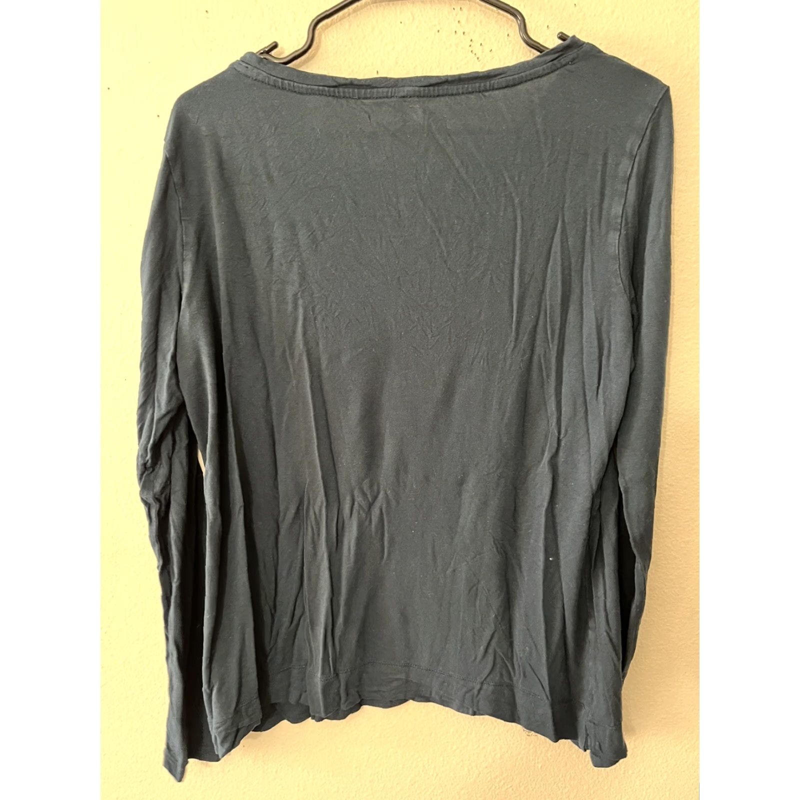 Gap Gap Blue Teal Long Sleeve Oversized Casual Blouse Shirt Womens L Blue Rayon Knit Tee Size L / US 10 / IT 46 - 2 Thumbnail