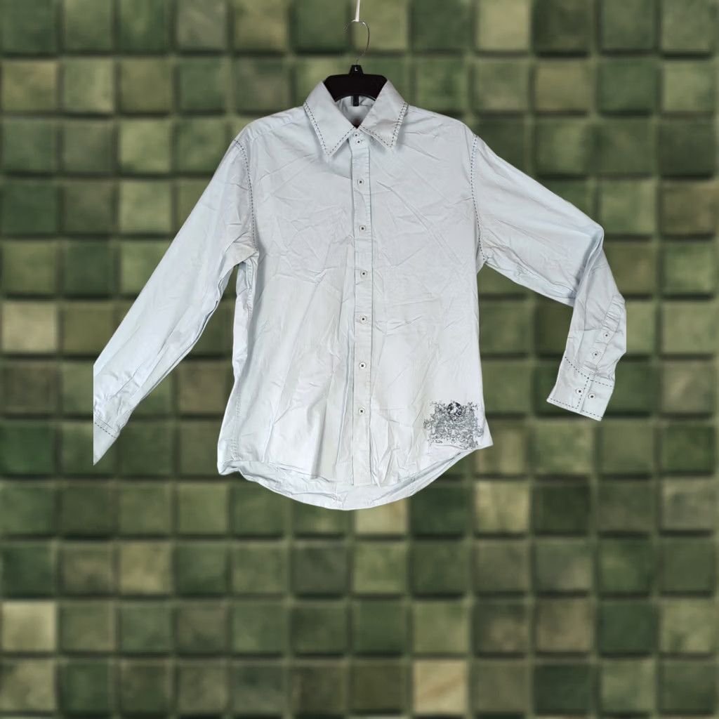 Vintage 7 Diamonds Button down Shirt Mens Blue L grapic print embroidered Size US L / EU 52-54 / 3 - 1 Thumbnail