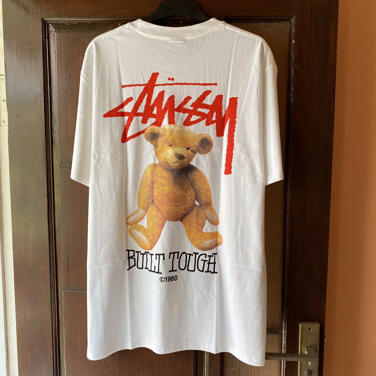 image of Stussy Bear Tshirt in White, Men's (Size Large)