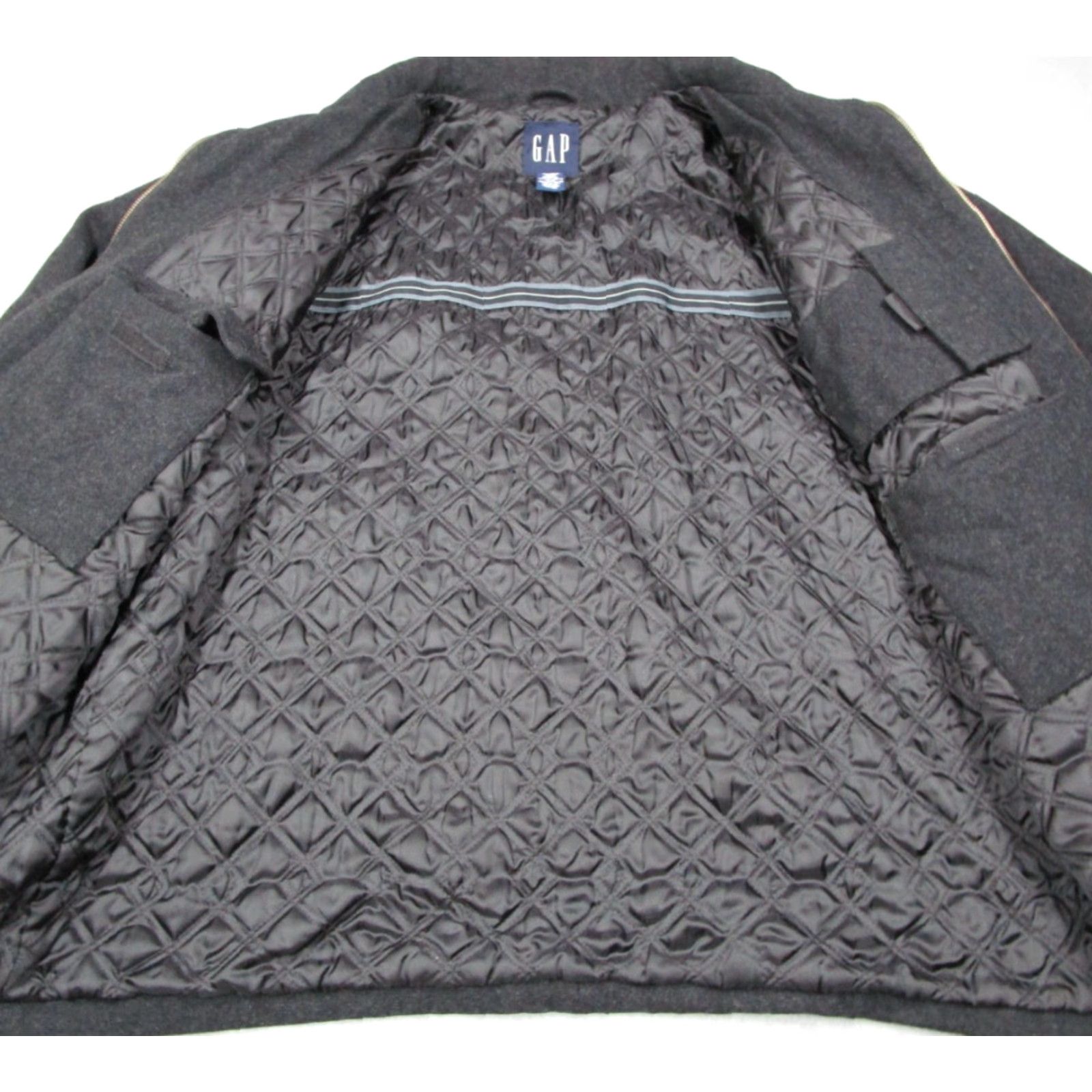 Gap VINTAGE Gap Jacket Mens Extra Large Gray Wool Blend Full Zip Quilted Lining Y2K Size US XL / EU 56 / 4 - 4 Thumbnail