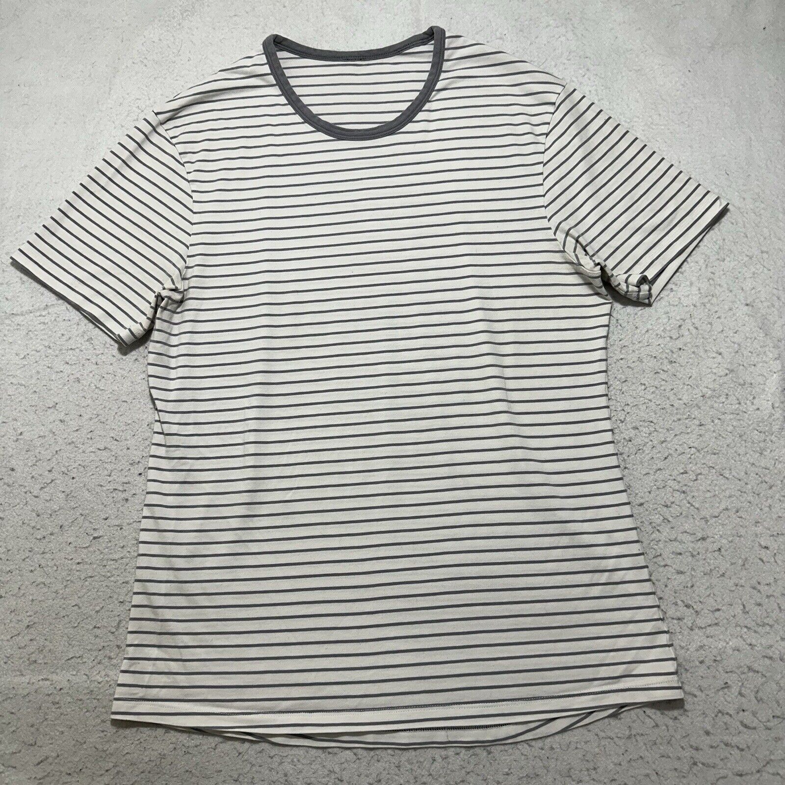 Lululemon Lululemon Medium Gray White Striped T Shirt Pima Cotton Size US M / EU 48-50 / 2 - 1 Thumbnail