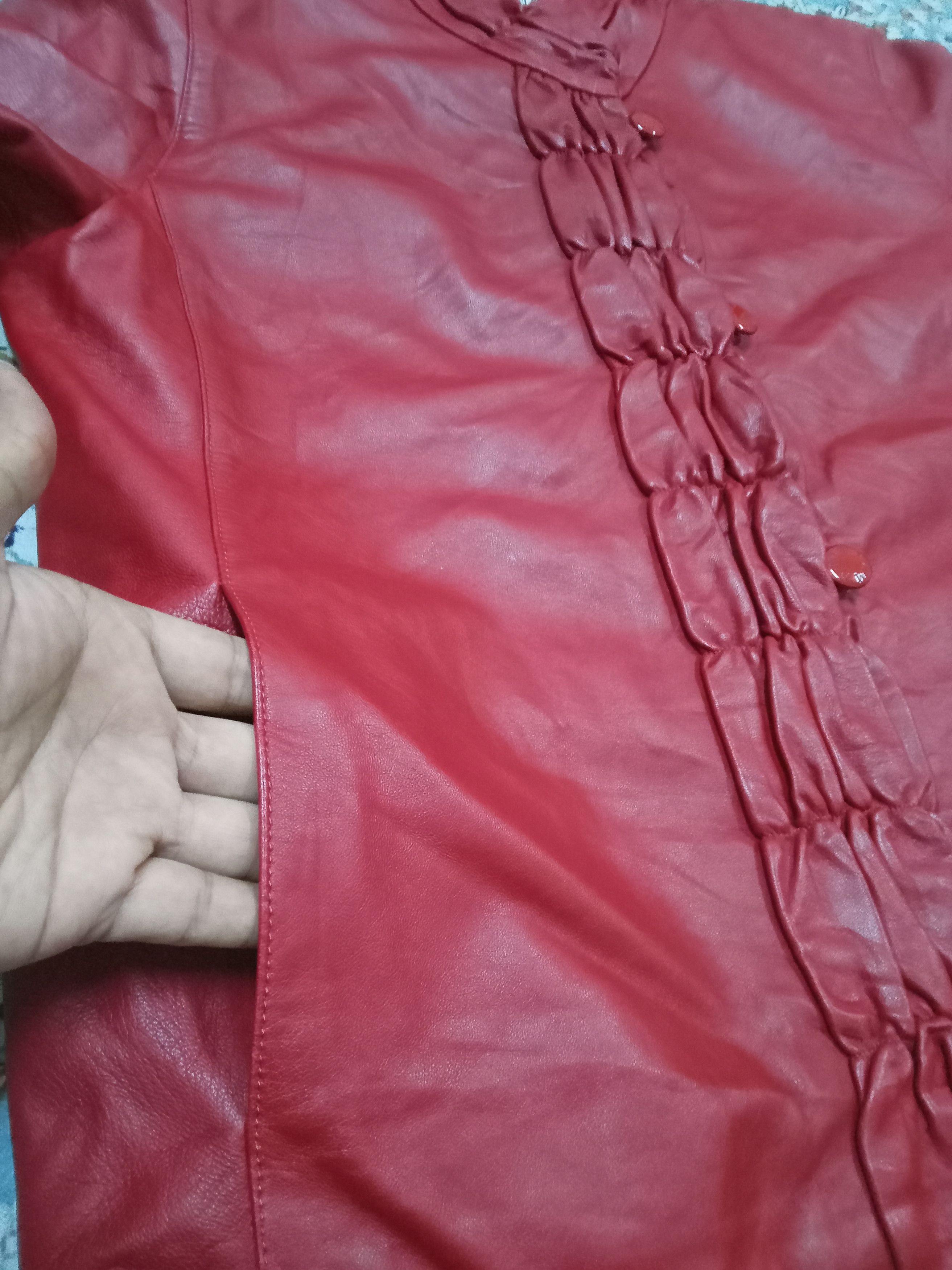 Balmain Vintage Balmain Paris Red Leather Jacket Size US L / EU 52-54 / 3 - 12 Thumbnail