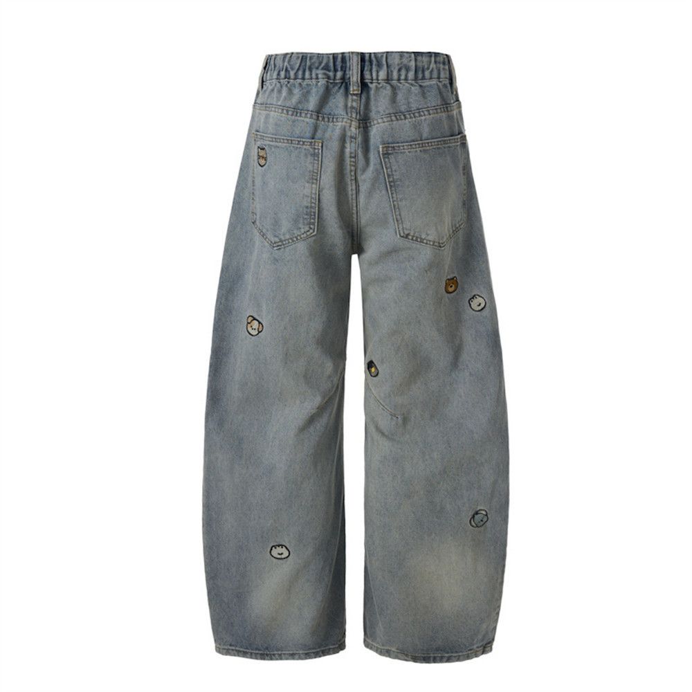Jean Men's punk embroidered vintage washed distressed jeans Size US 32 / EU 48 - 6 Thumbnail
