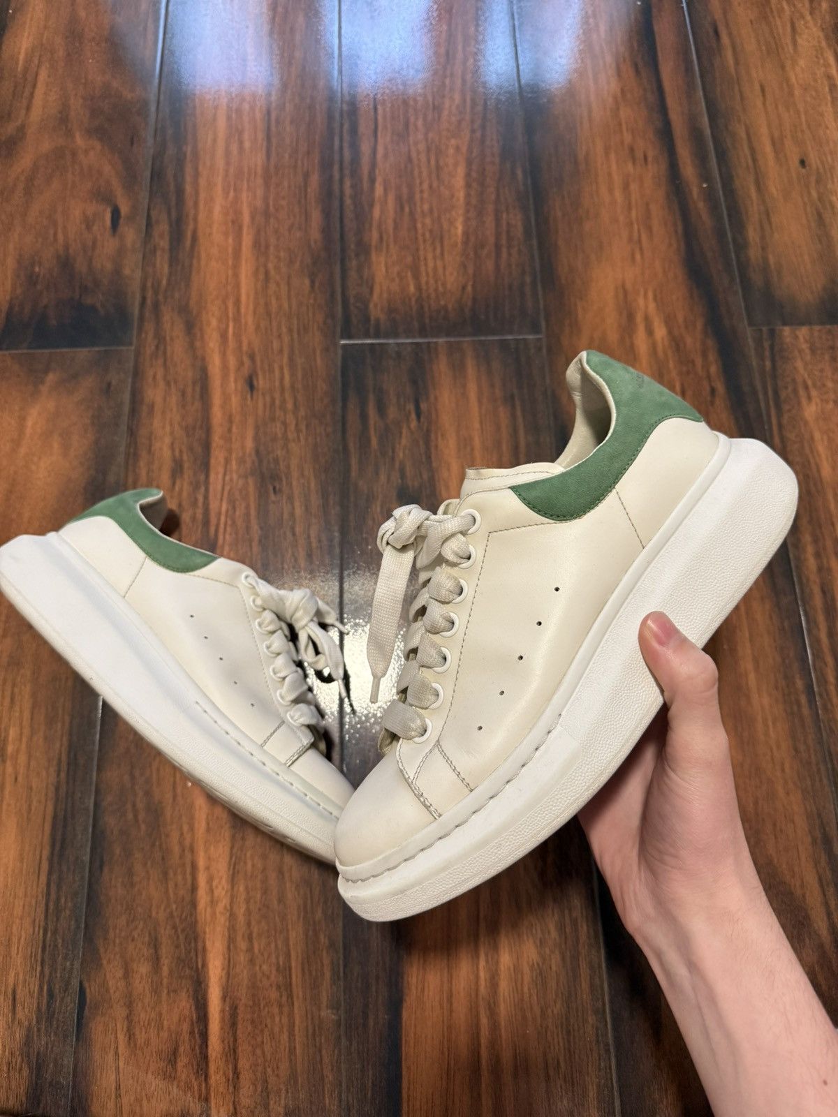 Alexander McQueen Alexander Mcqueen Oversized Sneaker White Green Velvet Heel Size US 7 / EU 40 - 1 Thumbnail