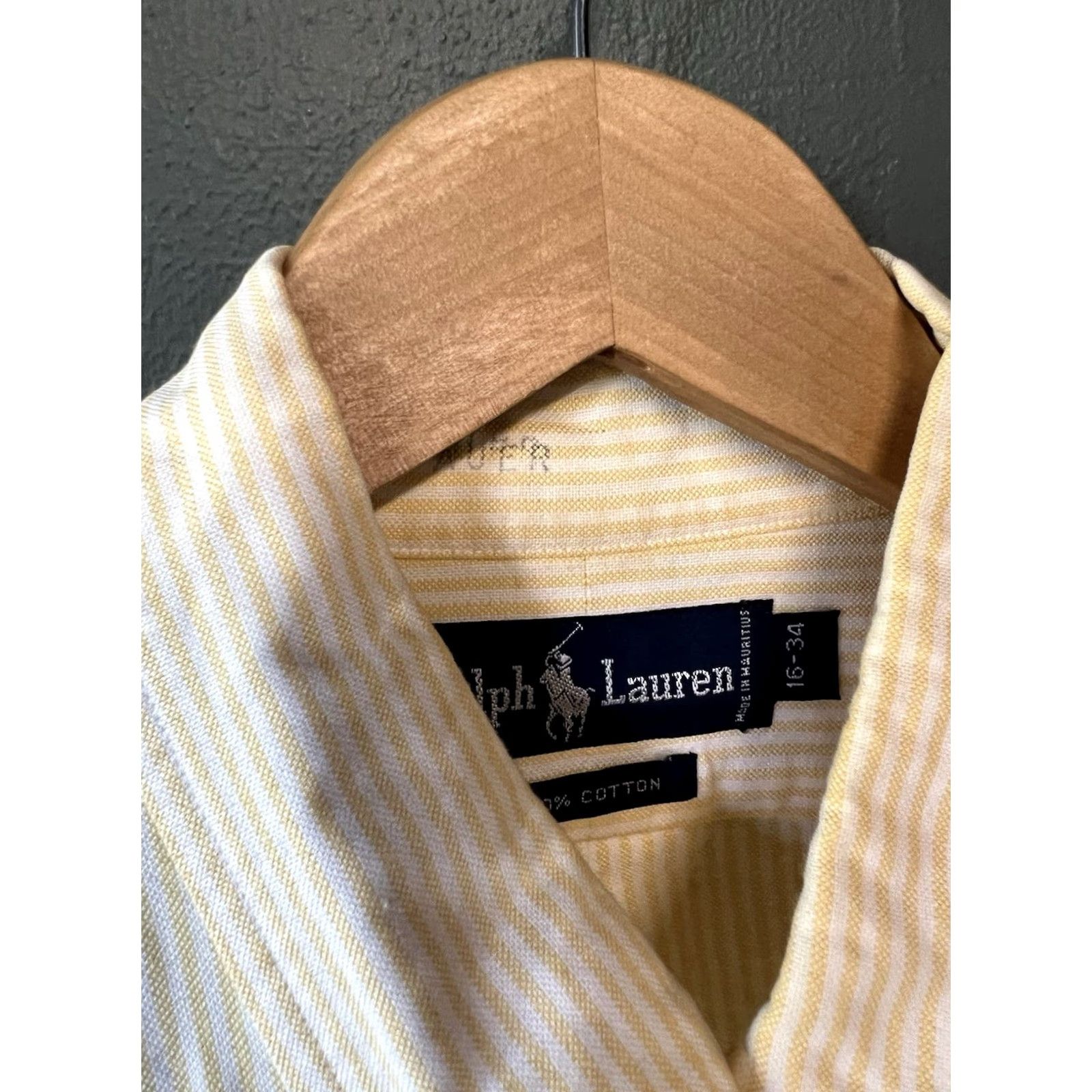 Polo Ralph Lauren Polo Ralph Lauren Mens Button-Up Striped Long Sleeve Shirt 16 34 Yellow Size US L / EU 52-54 / 3 - 3 Thumbnail