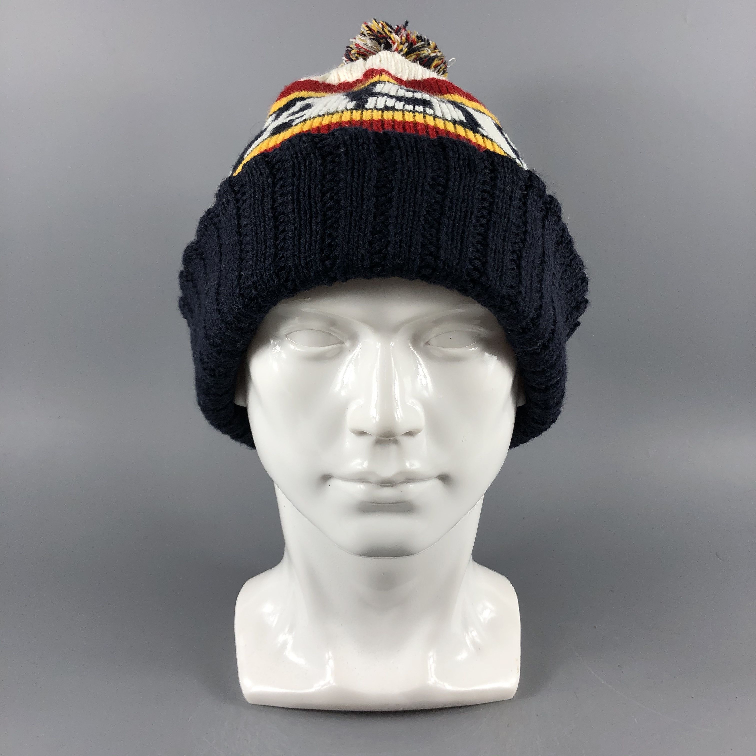 image of Vintage Hats Ribb Knit Beanie Bobble Snow Cap B632, Men's