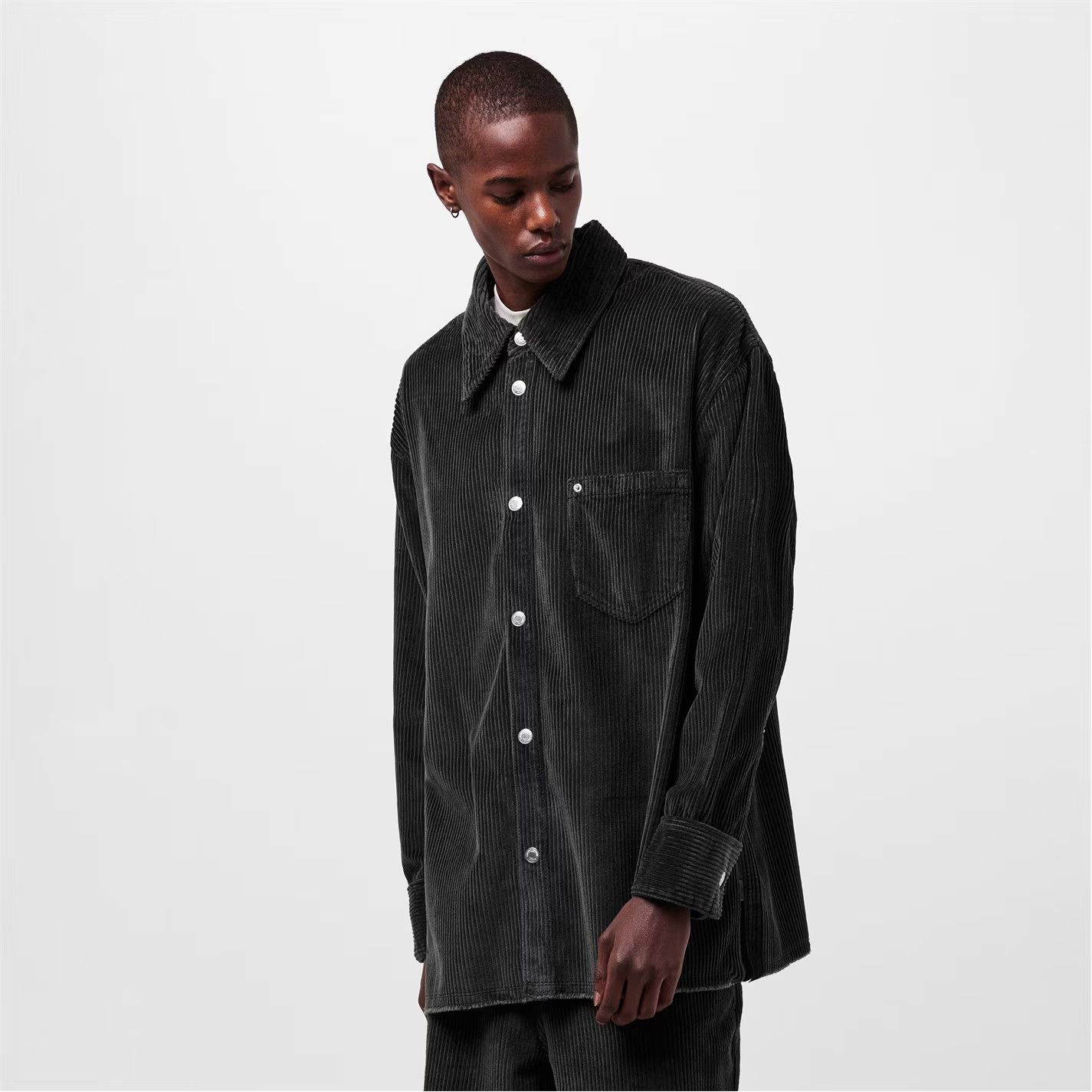 AMI o1g2r1mq0326 Jumbo Cord Relaxed Fit Overshirt in Black Size US M / EU 48-50 / 2 - 5 Thumbnail