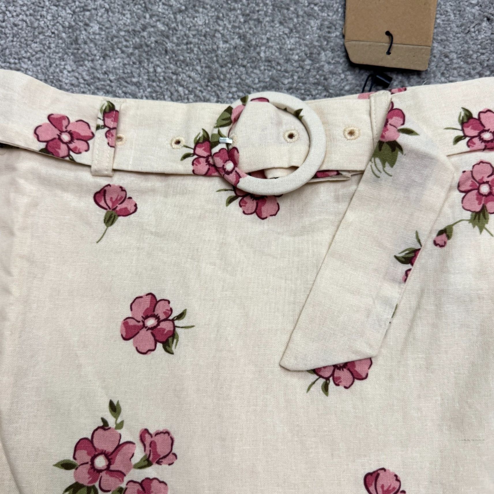 Vintage Princess Highway Floral Skirt Womens Size 6 Beige Belted A-Line Casual Summer NWT Size 28" / US 6 / IT 42 - 3 Thumbnail