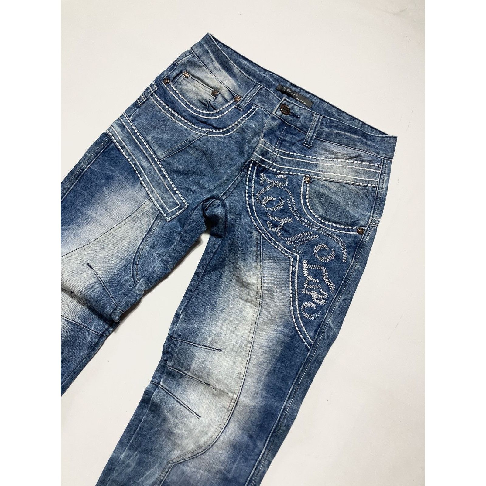 Hysteric Glamour × Vintage Vintage Kosmo Lupo Embroidered Logo Jeans 90s Size US 31 - 2 Thumbnail
