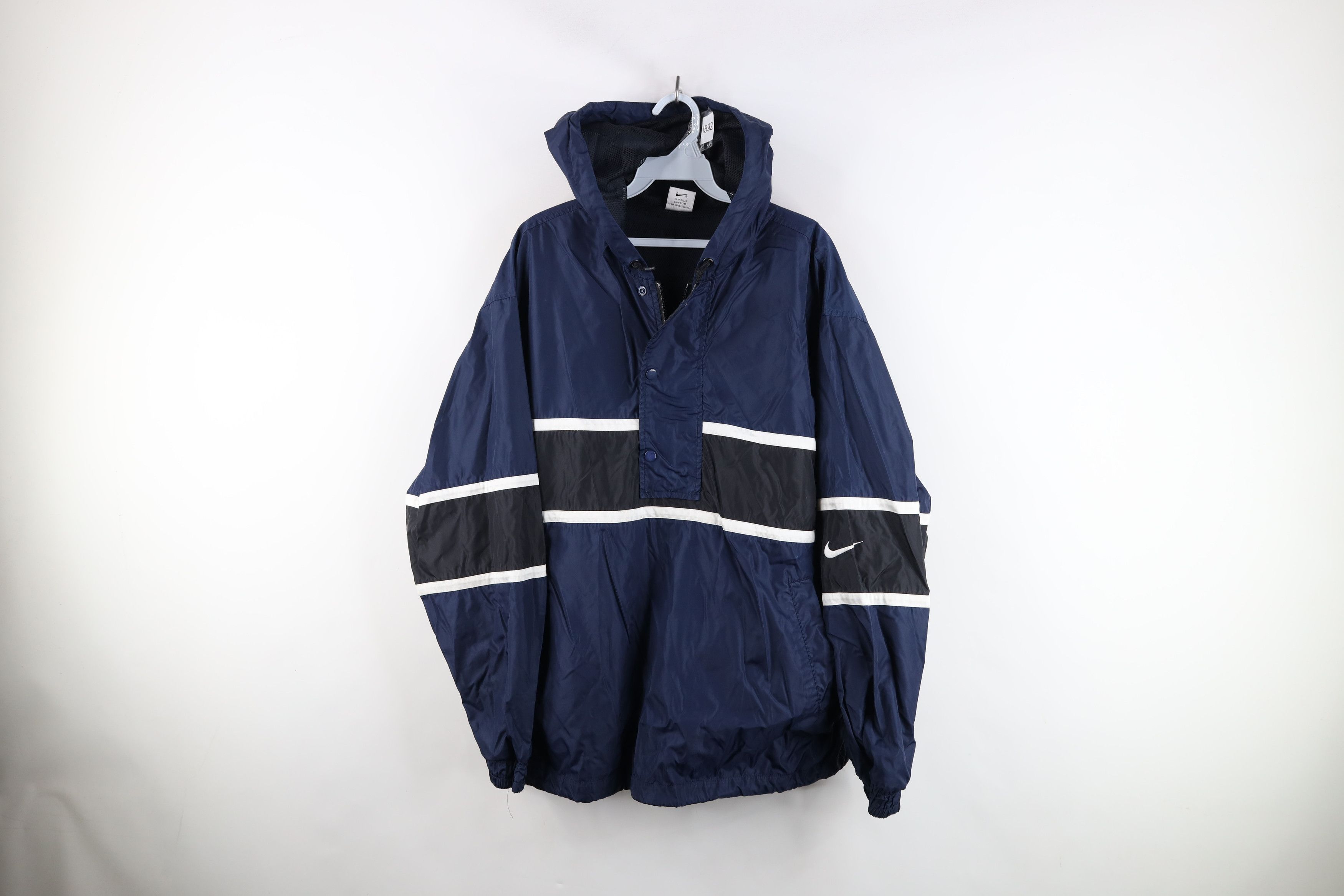 Nike Vintage 90s Nike Scott Mini Swoosh Hooded Anorak Jacket Blue Size US M / EU 48-50 / 2 - 1 Thumbnail