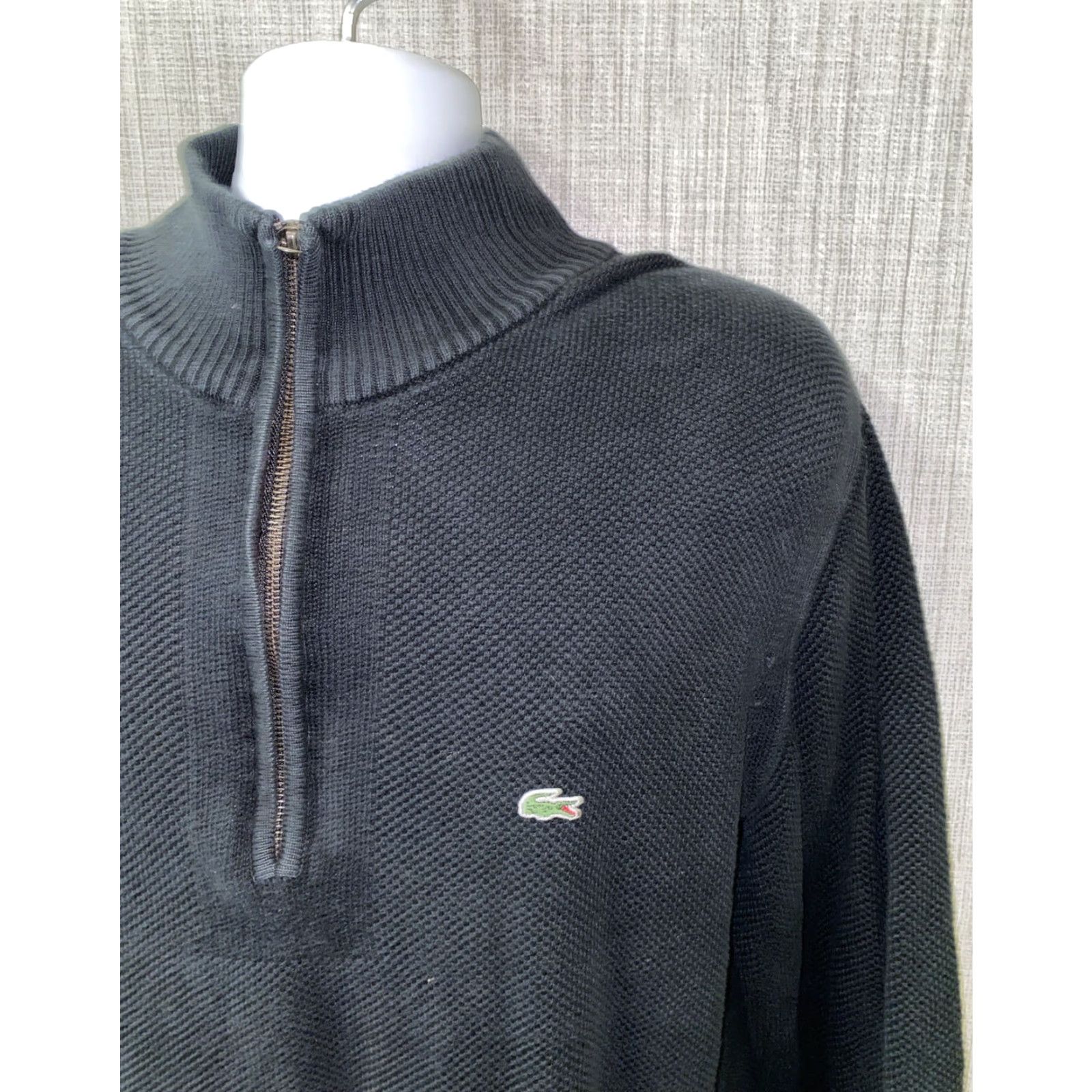 Lacoste LACOSTE Sweater Shirt 1/2 Zip Pullover Men XL Black Cotton 7/XL Vintage No Mens Size US XL / EU 56 / 4 - 2 Thumbnail