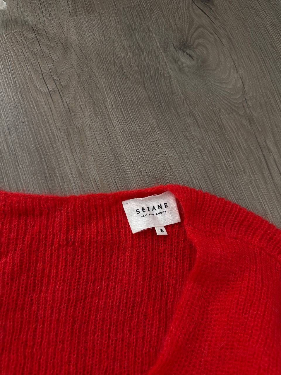 Sezane × Vintage Vintage Sezane Cardigan Gaspard Super Kid Mohair Red Sweater Size S / US 4 / IT 40 - 8 Thumbnail