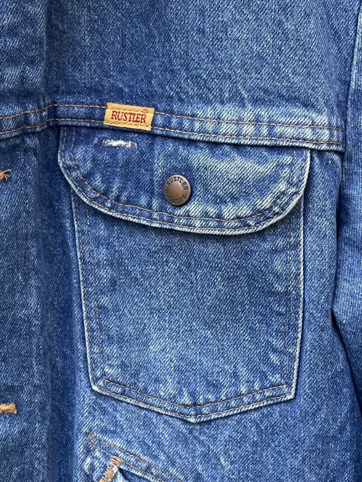 Rustler Vintage 80s Rustler Jean Jacket Super 13oz Denim Distressed Size US L / EU 52-54 / 3 - 4 Thumbnail