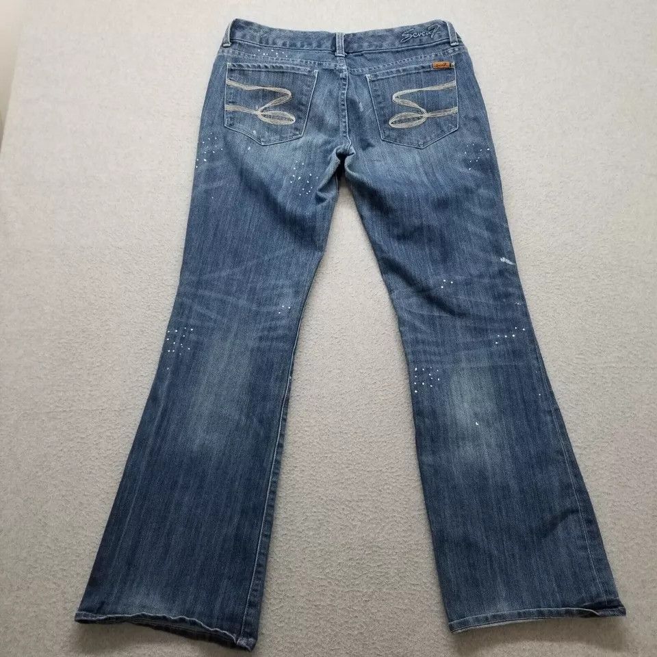 Seven 7 Seven7 Jeans Womens 33x33 Blue Denim Flared Stretch Size 33" - 2 Thumbnail