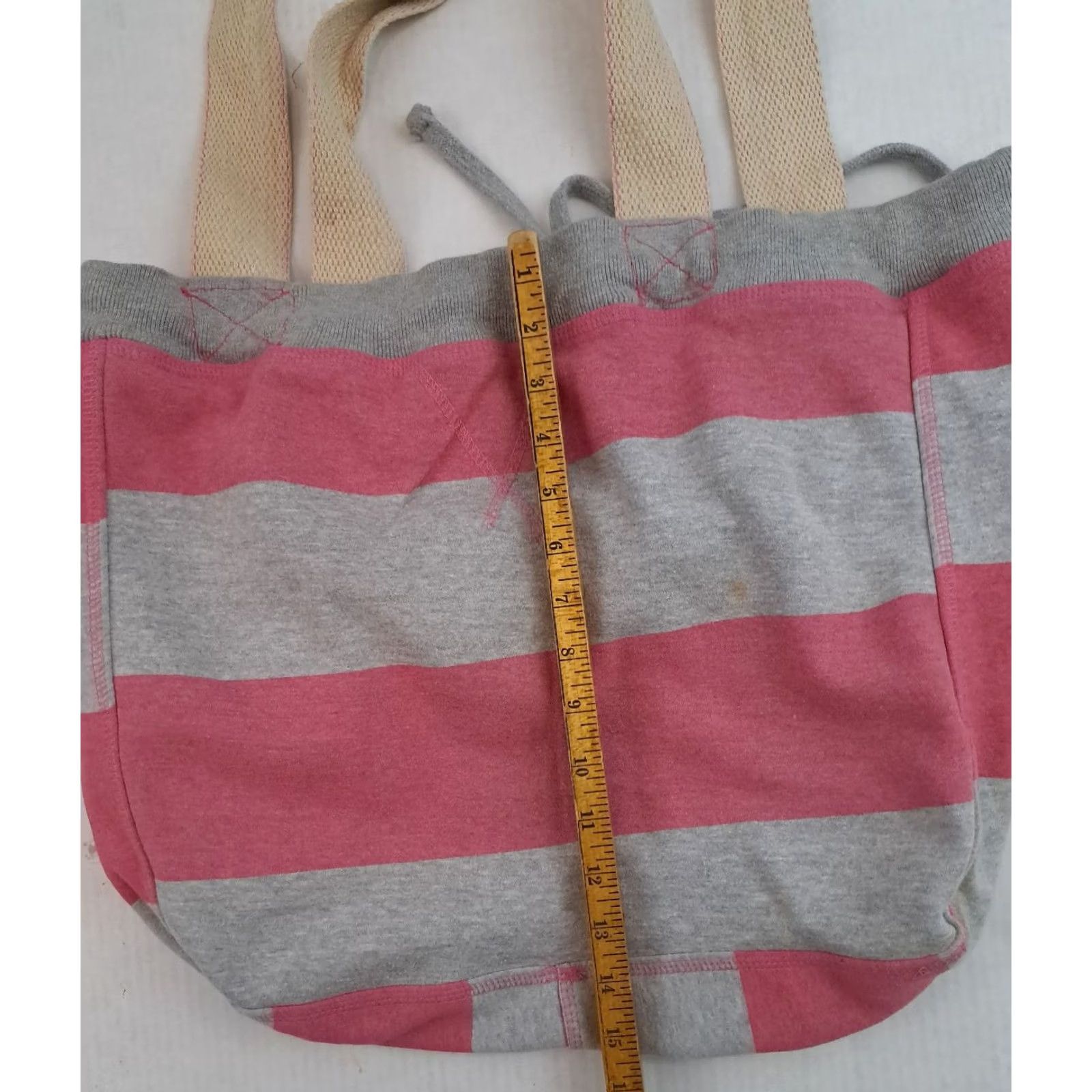 Vintage VINTAGE MV Sport Tote Bag Womens Large Alabaster Pink Cotton 15x15 Travel Drawstring Canvas Handle Size ONE SIZE - 6 Thumbnail
