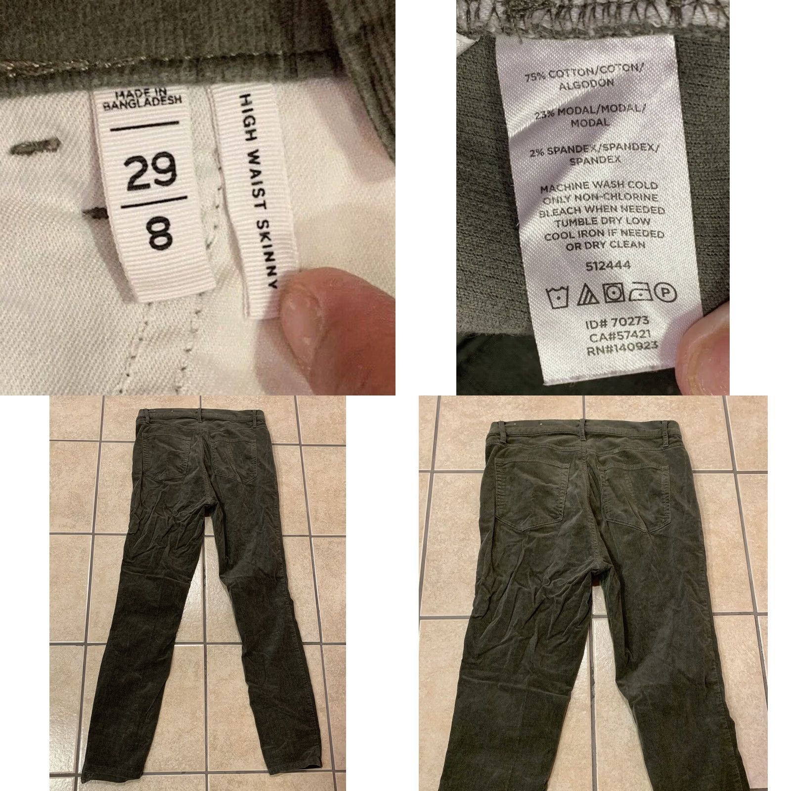 Loft Loft Women’s 8 Corduroy Pants - Olive High Waist Skinny 31x29/29in Inseam - 31" Waist, 5.5" Leg Opening - Casual Work Travel Slimming Stretch Pockets Size 30" / US 8 / IT 44 - 8 Thumbnail