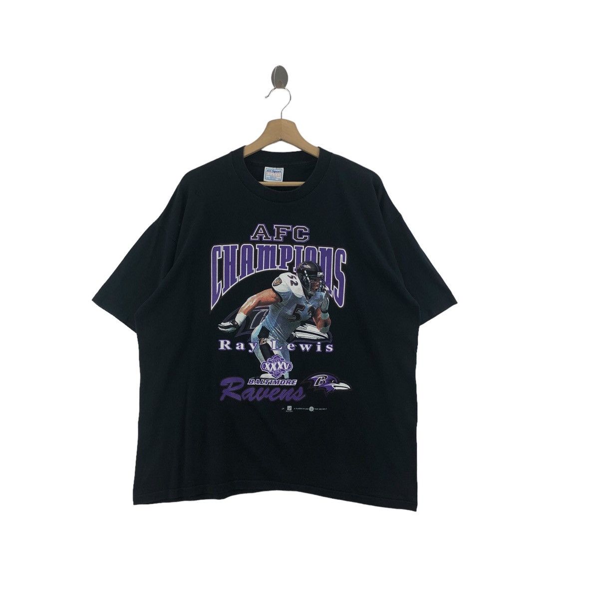 NFL × Vintage Pick!! Vtg Y2K NFLP BALTIMORE RAVENS Ray Lewis Tee Tshirt Size US XL / EU 56 / 4 - 1 Thumbnail
